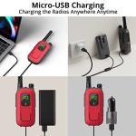 Radioddity FS-T3 Walkie Talkies for Adults Kids Long Range 4 Pack Rechargeable Walky Talky FRS Two Way Radio, 22 Channels USB Charging with Flashlight Earpiece for Camping