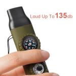 Emergency Survival Safety Whistle，Whistle for Kids with Lanyard,Compass,Thermometer,Ideal for Kayaking, Boating, Hiking, Camping, Climbing(Green)