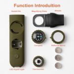 Emergency Survival Safety Whistle，Whistle for Kids with Lanyard,Compass,Thermometer,Ideal for Kayaking, Boating, Hiking, Camping, Climbing(Green)
