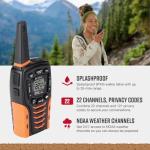 Cobra ACXT645 Waterproof Walkie Talkies - Rechargeable, 22 Channels, Long Range 35-Mile Two-Way Radio Set, Black and Orange (2-Pack)