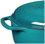 Lodge 6 Quart Enameled Cast Iron Dutch Oven with Lid – Dual Handles – Oven Safe up to 500° F or on Stovetop - Use to Marinate, Cook, Bake, Refrigerate and Serve – Lagoon
