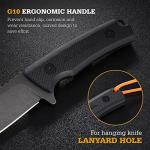 FLISSA Fixed Blade Hunting Knife, 8.5" Full Tang D2 Blade, G10 Handle, Camping Survival Knife with Nylon Sheath, for Outdoor Hiking Fishing