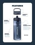 LifeStraw Go Series Water Filter Bottle - BPA-Free, Removes Bacteria, Parasites, Microplastics, Improves Taste, 22oz, Aegean Sea