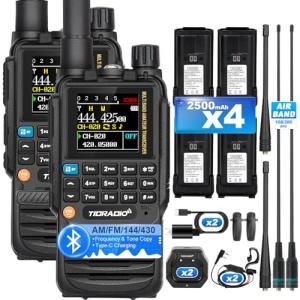 TIDRADIO TD-H3 GMRS Radio Handheld(4PCS Batteries, 15.12" Antenna), Wireless Programming, 8-Band Long Range Walkie Talkies Two Way Radios, Air Band NOAA Weather Receiver for Hunting, Full Kit 2 Pack