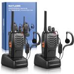 Maylawn Walkie Talkies Pack of 2, Walkie Talkies Long Range for Adults with Rechargeable Batteries, Two Way Radios with LED Light Earpieces and Chargers, 16 Channels, Supports VOX Function