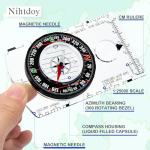 Nihtdoy Multipurpose Outdoor Compass for Hiking, Scouting, Camping, and Navigation - Liquid-Filled, Transparent Base with Measuring Scales, Durable and Compact