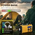 Emergency Weather Radio, 5 Ways Powered Crank Solar Radio, Portable AM/FM/SW/NOAA Weather Radio Battery Operated with Cellphone Charger, Camping Flashlight, Reading Lamp, SOS Alarm for Home Outdoor