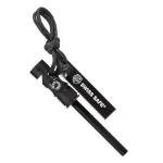 Swiss Safe 5-in-1 Magnesium Ferro Rod Fire Starter Survival Tool - Flint & Steel Striker, Compass, Paracord & Whistle - Emergency Kit for Backpacking, Camping, Hiking - All-Weather - Black, 1-Pack