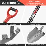 HANTOP Digging Shovel Round Garden Shovel Spade with Fiberglass Handle for Gardening, Landscaping, Digging,Construction, 43 inches