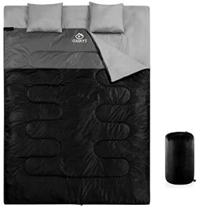 oaskys Double Sleeping Bag for Adults with 2 Pillows - Queen Size XL Waterproof Sleeping Bag for All Season Camping Hiking Backpacking 2 Person Sleeping Bags for Cold Weather & Warm