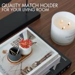 Decorative Ceramic Match Holder with Wooden Tray - Set of 2 Beautiful Matte Holders with Striker are an Upgrade to Any Home Decor - Enhance Your Living Room with Cute Jars - Matches Not Incl.