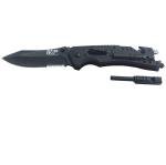 Smith & Wesson M&P 8.5in High Carbon S.S. Spring Assisted Folding Knife with 3.5in Serrated Drop Point Blade and Rubber Handle for Outdoor Survival and EDC,Tan
