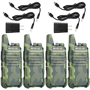 Retevis RT22 Walkie Talkies Rechargeable, Voice Activated, Emergency Alarm, Outdoor Cruise Ship ATV Hunting Skiing Handheld Two Way Radio Walkie-Talkies (4 Pack,Camouflage)