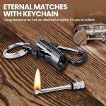 YUSUD 2 Pack Keychain Bottle Opener for Men, Permanent Match with Dual Side Flint Fire Starter, Waterproof Reusable Matchstick, Forever Match for Outdoor Survival, Everlasting Strike Anywhere Matches