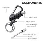 YUSUD 2 Pack Keychain Bottle Opener for Men, Permanent Match with Dual Side Flint Fire Starter, Waterproof Reusable Matchstick, Forever Match for Outdoor Survival, Everlasting Strike Anywhere Matches