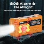 PRUNUS J-366 Emergency Radio- NOAA Weather Alert, 3-in-1 Charging Cables, 5-Way Power(7400mWh/AAA Battery/Hand Crank/Solar/USB-C), AM/FM, SOS Alarm, Flashlight, Compact for Bag, NOAA Weather Radio