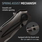 Grand Way Pocket Knife for Men - Best Folding Knives with Glass Breaker and Pocket Clip - Tactical Camping Hunting Fishing EDC Survival Knife - Gifts for Men -Gray 6495