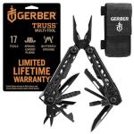 Gerber Gear Truss Multitool, Gifts for Men, 17-in-1 EDC Needle Nose Pliers, includes Pocket Knife, Screwdriver, and Bottle Opener Accessories, Fishing and Camping Gear, Black