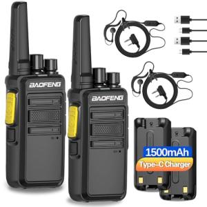 Walkie Talkies Long Range for Adults Two Way Radios with Earpieces,Encrypted 2 Way Radios Rechargeable UHF Handheld Walkie Talkies Walky Talkie with VOX and USB-C Charger for Hunting Camping,2Pack