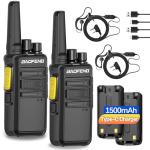 Walkie Talkies Long Range for Adults Two Way Radios with Earpieces,Encrypted 2 Way Radios Rechargeable UHF Handheld Walkie Talkies Walky Talkie with VOX and USB-C Charger for Hunting Camping,2Pack