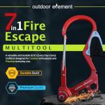 OUTDOOR ELEMENT Fire Escape, Emergency Escape Tool, Seatbelt Cutter, Window Breaker, Multi Tool, Fire Starter, Carabiner, and Much More