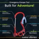 OUTDOOR ELEMENT Fire Escape, Emergency Escape Tool, Seatbelt Cutter, Window Breaker, Multi Tool, Fire Starter, Carabiner, and Much More