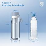 PHILIPS Filtered Water Bottle, BPA-Free Tritan Plastic Water Bottles, Replaces 450 Plastic Water Bottle with Reusable GoZero Everyday Water Filter, Portable Filtering Bottle for Travel, 22 oz, Blue