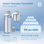 PHILIPS Filtered Water Bottle, BPA-Free Tritan Plastic Water Bottles, Replaces 450 Plastic Water Bottle with Reusable GoZero Everyday Water Filter, Portable Filtering Bottle for Travel, 22 oz, Blue