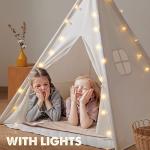 Tiny Land Teepee Tent for Kids – 100% Cotton Play Tent with Padded Mat & Star Lights, Foldable with Carry Bag, Indoor Play Tent for Girls & Boys