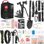 146Pcs Survival First Aid Kit, Car Emergency Trauma Kit with Military Grade Survival Tools, Medical Supplies & Fishing Gear, for Camping, Travel, Earthquake, Gifts for Men & Women Outdoor Adventures