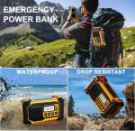 Emergency Weather Radio, AM/FM/SW/NOAA Hand Crank Radio with 37000mWh Portable Large Capacity, USB/Solar/Hand Crank Charging, AAA Battery Operated, SOS Alarm & Flashlight (Yellow)