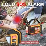 Emergency Weather Radio, AM/FM/SW/NOAA Hand Crank Radio with 37000mWh Portable Large Capacity, USB/Solar/Hand Crank Charging, AAA Battery Operated, SOS Alarm & Flashlight (Yellow)