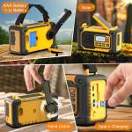 Emergency Weather Radio, AM/FM/SW/NOAA Hand Crank Radio with 37000mWh Portable Large Capacity, USB/Solar/Hand Crank Charging, AAA Battery Operated, SOS Alarm & Flashlight (Yellow)