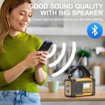 Emergency Weather Radio, AM/FM/SW/NOAA Hand Crank Radio with 37000mWh Portable Large Capacity, USB/Solar/Hand Crank Charging, AAA Battery Operated, SOS Alarm & Flashlight (Yellow)