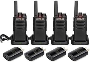 Retevis RT68 Walkie Talkies for Adults, 2 Way Radios Long Range, Hands Free, 1200mAh Battery, Portable Walkie Talkie Rechargeable with USB Charging Base, for Hunting Hiking (4 Pack)