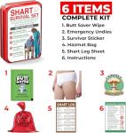 Shart Survival Set - Funny Gag Gift 2025 Boyfriend Gifts Includes Disposable Underwear, Hazmat Bag, Wet Wipe and More! Unique Stocking Suffers for Men Birthday Husband Teens Potty Humor Prank Him Fart