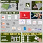 Survival Kit, 268 Pcs Emergency Survival Gear and Equipment Supplies with First Aid Kit, Camping Axe, Headlamp, Tent, Crossbody Bag for Camping Hiking, Hunting, Car, Gift for Christmas Men, Dads, Him