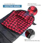 Keencamp 0 Degree Sleeping Bag Cotton Flannel Winter Cold Weather for Adults XXL Sleeping Bag 4 Season Big and Tall with Pillow Compression Sack