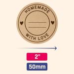 300 Pieces, 2" - Homemade with Love Stickers, Canning Labels for Jars to Write On