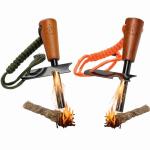 Fire Starter Survival Tool 2-Pack, Ferro Rod Kit with Striker, Paracord Wrist Lanyard, Wood Handle, Tinder Wick, Pouch, Waterproof Flint & Steel Fire Starter for Camping, Hiking and Backpacking Gear