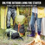 Fire Starter Survival Tool 2-Pack, Ferro Rod Kit with Striker, Paracord Wrist Lanyard, Wood Handle, Tinder Wick, Pouch, Waterproof Flint & Steel Fire Starter for Camping, Hiking and Backpacking Gear