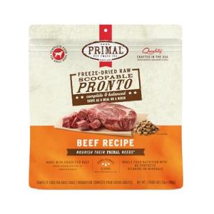 Primal Freeze Dried Dog Food, Pronto Mini Nuggets, Beef; Scoop & Serve, Complete & Balanced Meal; Also Use as Topper or Treat; Premium, Healthy, Grain Free High Protein Raw Dog Food (25 oz)