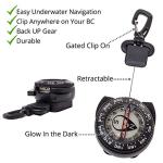 Trident Retractor Compass with Gate snap, Waterproof Oil Filled Compass for Scuba, Camping, Kayaking and Outdoor Sports
