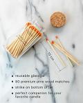 Benevolence LA Decorative Wooden Matches in Glass Jar with Striker | 4 Inches Colored Safety Long Match for Lighting Candles | Apothecary Home & Bathroom Decor - Fluorescent Orange