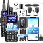 Ham Radio Baofeng 5RM 10W Long Range Walkie Talkies with Wireless Programmer,NOAA Emergency Weather Radio,2500mAh USB-C Battery,Long Antenna,Speaker Mic,999CH for Survival Gear Hunting Camping - 2Pack