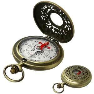 Antique Brass Compass - Waterproof Survival Compass for Hiking & Camping, Vintage Military Gift with Keychain (Kids & Outdoor)