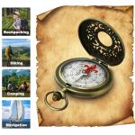 Antique Brass Compass - Waterproof Survival Compass for Hiking & Camping, Vintage Military Gift with Keychain (Kids & Outdoor)