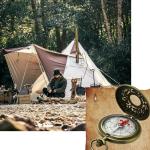 Antique Brass Compass - Waterproof Survival Compass for Hiking & Camping, Vintage Military Gift with Keychain (Kids & Outdoor)