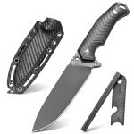 LOTHAR BAT Survival Knife, Full Tang D2 Steel Fixed Blade Knife with G10 Handle, Tactical Hunting Horizontal Carry Knives with Kydex Sheath, Bushcraft Camping Knives, Gifts For Men