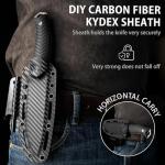 LOTHAR BAT Survival Knife, Full Tang D2 Steel Fixed Blade Knife with G10 Handle, Tactical Hunting Horizontal Carry Knives with Kydex Sheath, Bushcraft Camping Knives, Gifts For Men